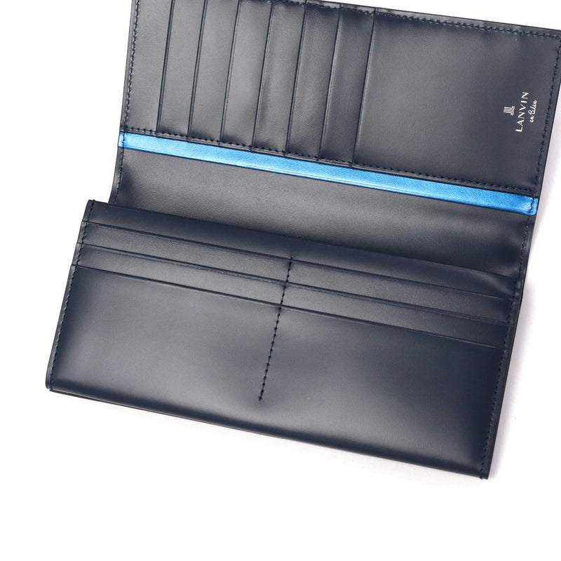 Lanvin di Lanvin Long Long Lanvin en Bleu Kulit Tulen Kulit Tipis Dompet Tipis Kapasiti Besar Penutup Dewasa Dewasa Mudah Elegant Elegant Long Card Card Coin Parse Parse 555615