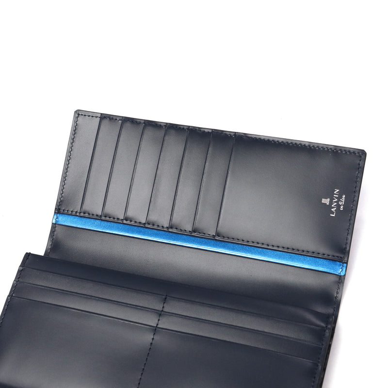 Lanvin di Lanvin Long Long Lanvin en Bleu Kulit Tulen Kulit Tipis Dompet Tipis Kapasiti Besar Penutup Dewasa Dewasa Mudah Elegant Elegant Long Card Card Coin Parse Parse 555615