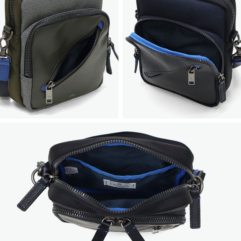LANVIN on蓝色挎包男士品牌LANVIN en Bleu斜挎帅气成人轻量小立式真皮包聚酯尼龙斜挎包A5 防水日本制男士拉娜557101