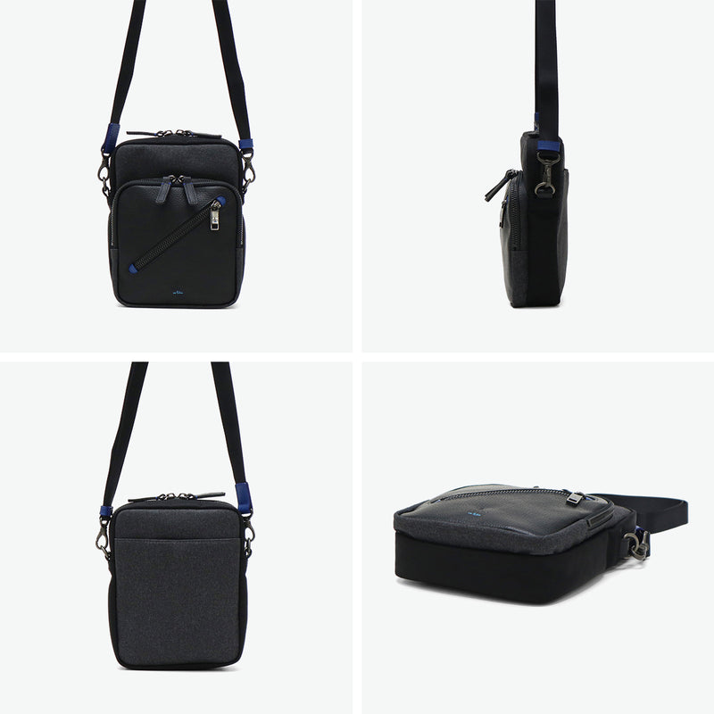 LANVIN on蓝色挎包男士品牌LANVIN en Bleu斜挎帅气成人轻量小立式真皮包聚酯尼龙斜挎包A5 防水日本制男士拉娜557101