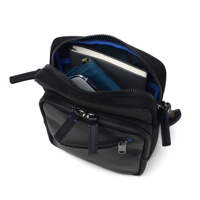LANVIN on蓝色挎包男士品牌LANVIN en Bleu斜挎帅气成人轻量小立式真皮包聚酯尼龙斜挎包A5 防水日本制男士拉娜557101