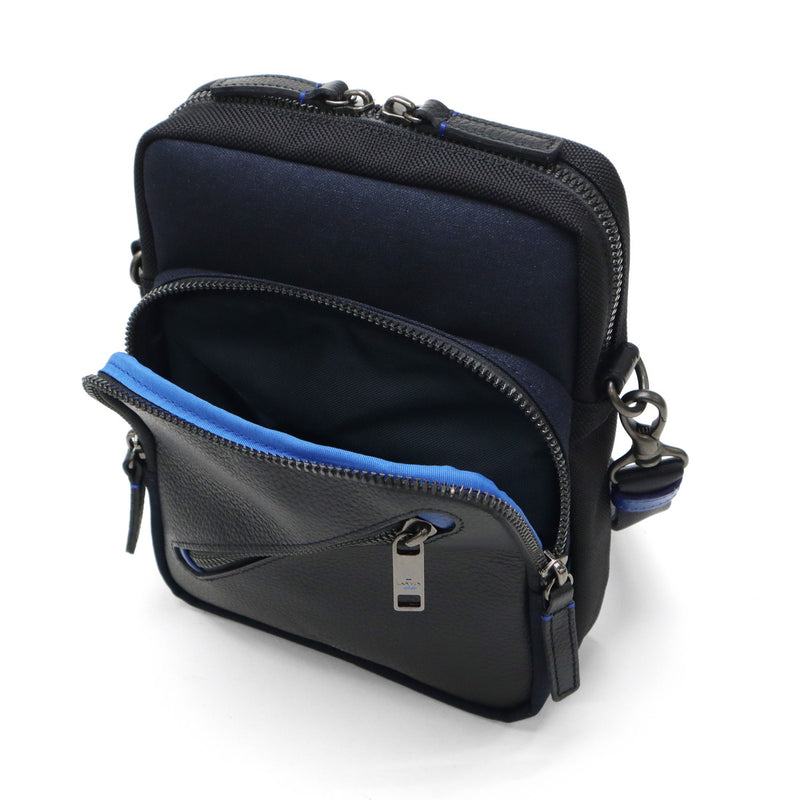 LANVIN on蓝色挎包男士品牌LANVIN en Bleu斜挎帅气成人轻量小立式真皮包聚酯尼龙斜挎包A5 防水日本制男士拉娜557101