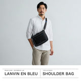 LANVIN on蓝色挎包男士品牌LANVIN en Bleu斜挎帅气成人轻量小真皮皮革包聚酯尼龙斜挎包A5防水 日本制造男性拉纳557102