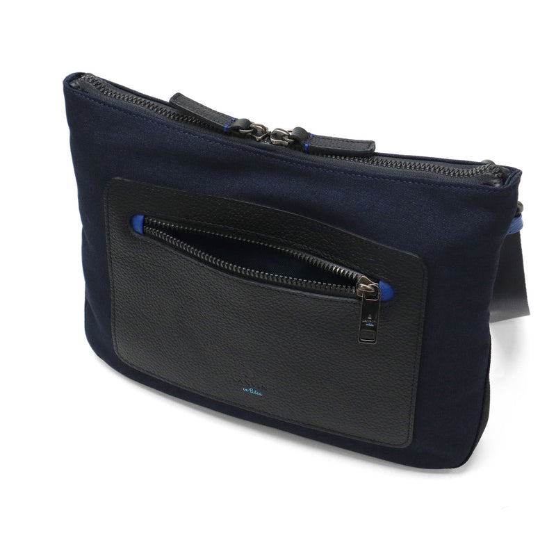 LANVIN on蓝色挎包男士品牌LANVIN en Bleu斜挎帅气成人轻量小真皮皮革包聚酯尼龙斜挎包A5防水 日本制造男性拉纳557102