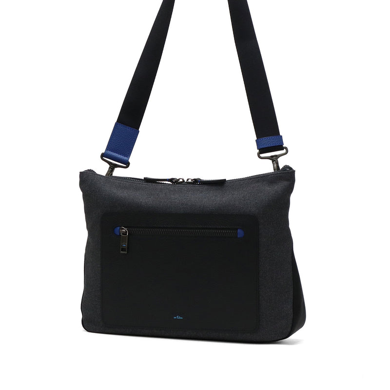 LANVIN on蓝色挎包男士品牌LANVIN en Bleu斜挎帅气成人轻量真皮皮革包聚酯尼龙斜挎包A4防水 时尚日本制男士拉娜557103