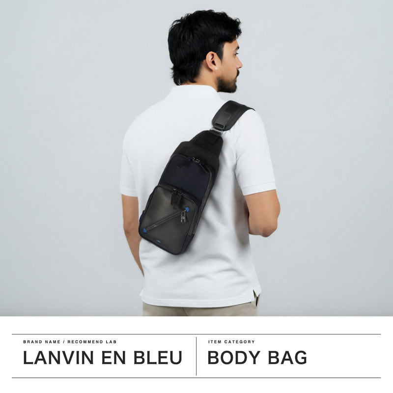 ランバン オン ブルー ボディバッグ メンズ ブランド LANVIN en Bleu 小さめ 斜めがけ ブランド 大人 軽量 本革 革 レザー バッグ ポリエステル ナイロン 斜めがけバッグ 撥水 おしゃれ 日本製 男性 ラナ 557901