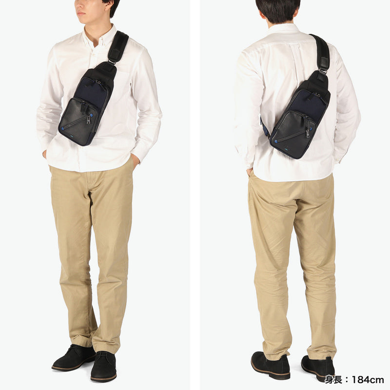 ランバン オン ブルー ボディバッグ メンズ ブランド LANVIN en Bleu 小さめ 斜めがけ ブランド 大人 軽量 本革 革 レザー バッグ ポリエステル ナイロン 斜めがけバッグ 撥水 おしゃれ 日本製 男性 ラナ 557901