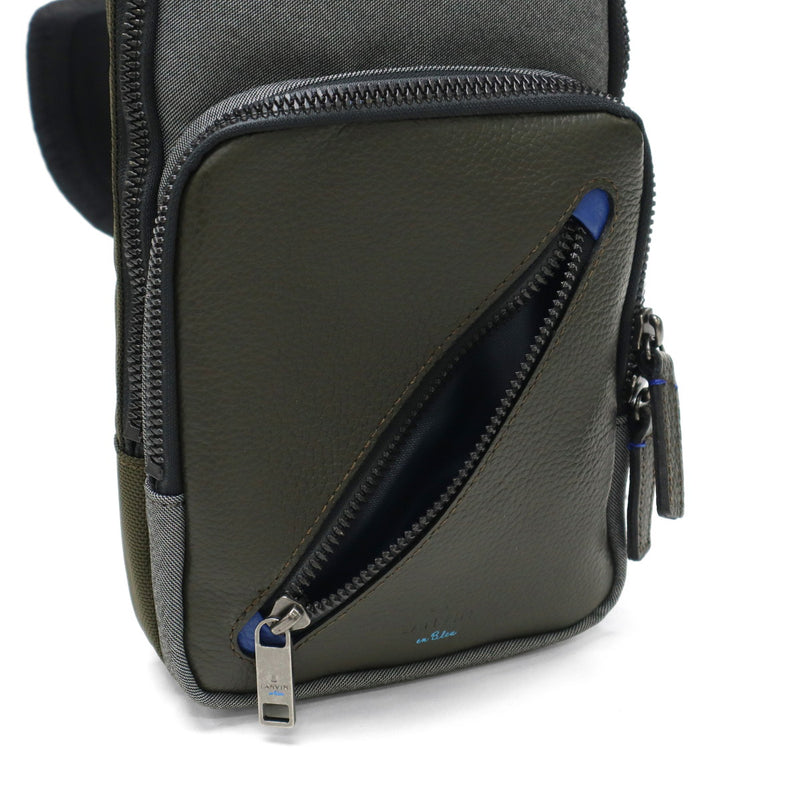ランバン オン ブルー ボディバッグ メンズ ブランド LANVIN en Bleu 小さめ 斜めがけ ブランド 大人 軽量 本革 革 レザー バッグ ポリエステル ナイロン 斜めがけバッグ 撥水 おしゃれ 日本製 男性 ラナ 557901
