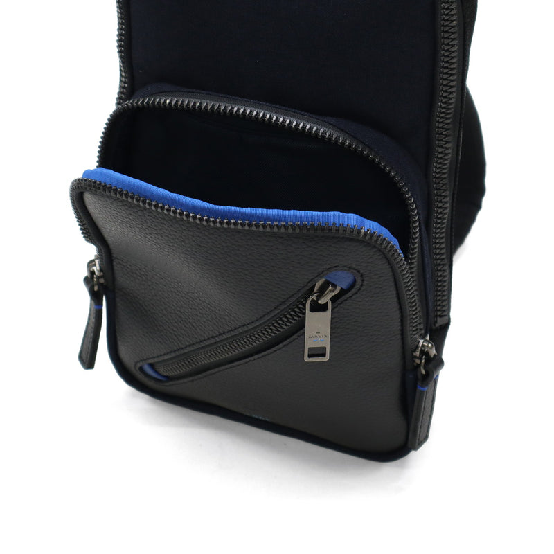 ランバン オン ブルー ボディバッグ メンズ ブランド LANVIN en Bleu 小さめ 斜めがけ ブランド 大人 軽量 本革 革 レザー バッグ ポリエステル ナイロン 斜めがけバッグ 撥水 おしゃれ 日本製 男性 ラナ 557901