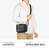 ラコステ ショルダーバッグ メンズ レディース 斜めがけバッグ 小さめ ブランド LACOSTE 本革 牛革 ロゴ 軽量 コンパクト 横型 おしゃれ シンプル 肩掛け ファスナー オシアン レザーレポーターバッグ NH5048OI