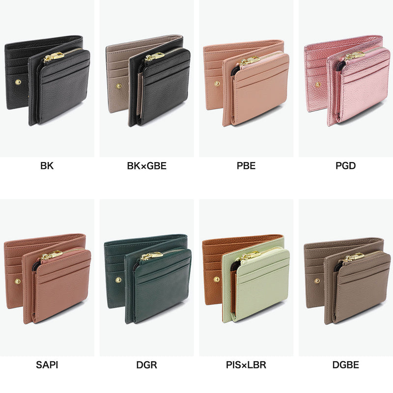 リズデイズ 二つ折り財布 レディース ファスナー ブランド LIZDAYS 財布 二つ折り 本革 大人 使いやすい 革 牛革 レザー 小さめ コンパクト ミニ財布 かわいい おしゃれ 本革二つ折り財布 lz-615