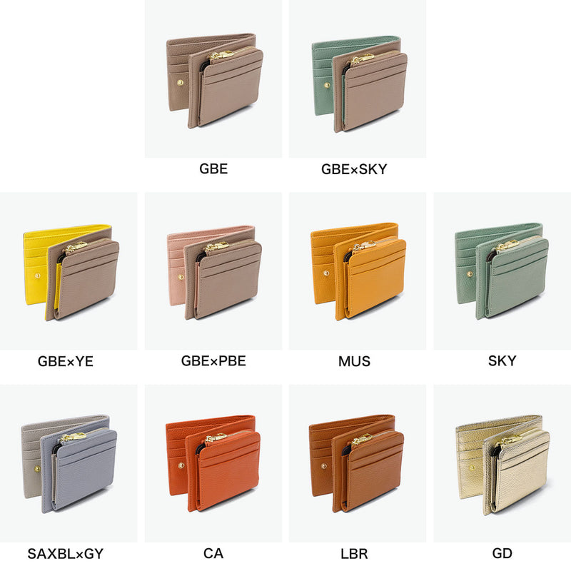 リズデイズ 二つ折り財布 レディース ファスナー ブランド LIZDAYS 財布 二つ折り 本革 大人 使いやすい 革 牛革 レザー 小さめ コンパクト ミニ財布 かわいい おしゃれ 本革二つ折り財布 lz-615