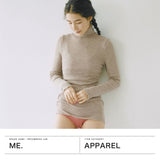 me. インナー レディース ミードット 長袖 おしゃれ 冬 秋冬 ハイネック タートル ウール メリノウール トップス 保湿 放湿 メロー リブ 重ね着 シンプル 日本製 merino washable wool タートルネック me-23309