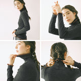 me. インナー レディース ミードット 長袖 おしゃれ 冬 秋冬 ハイネック タートル ウール メリノウール トップス 保湿 放湿 メロー リブ 重ね着 シンプル 日本製 merino washable wool タートルネック me-23309