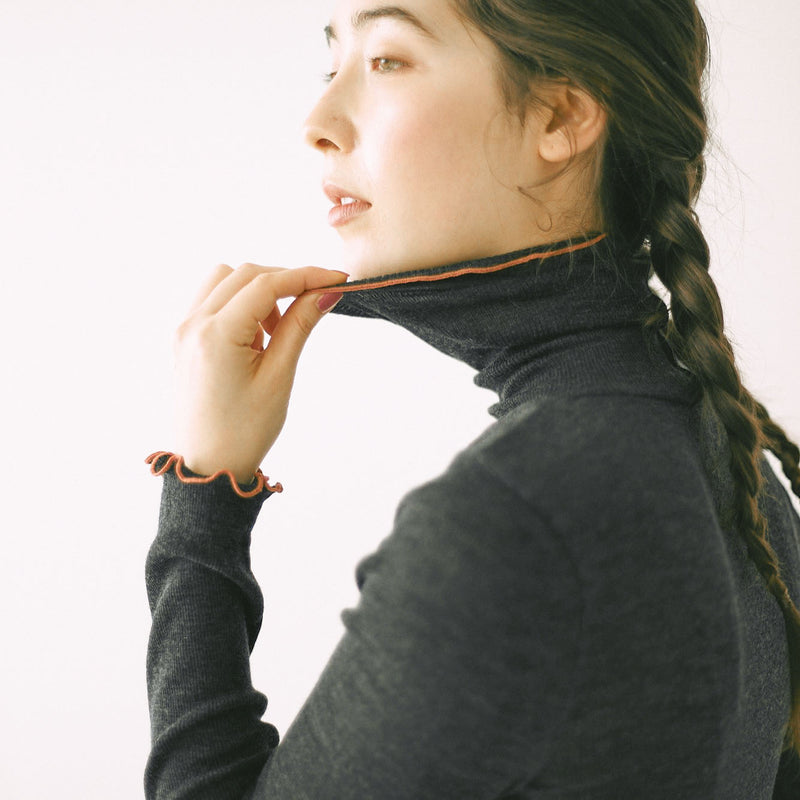 me. インナー レディース ミードット 長袖 おしゃれ 冬 秋冬 ハイネック タートル ウール メリノウール トップス 保湿 放湿 メロー リブ 重ね着 シンプル 日本製 merino washable wool タートルネック me-23309