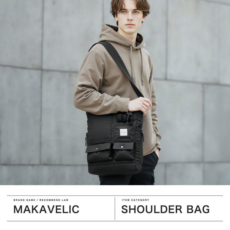 【正規品1年保証】 マキャベリック ショルダーバッグ メンズ レディース 大容量 大きめ MAKAVELIC 斜めがけ 大人 軽量 かっこいい A4 ブランド トート バッグ 斜め掛け PC 黒 SIERRA Grace Multi Pocket Tote Bag 3125-10202
