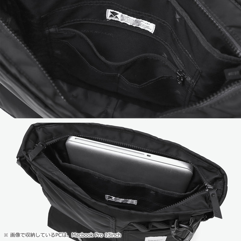 【正規品1年保証】 マキャベリック ショルダーバッグ メンズ レディース 大容量 大きめ MAKAVELIC 斜めがけ 大人 軽量 かっこいい A4 ブランド トート バッグ 斜め掛け PC 黒 SIERRA Grace Multi Pocket Tote Bag 3125-10202