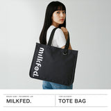ミルクフェド トートバッグ A4 大きめ キャンバス 布 MILKFED. バッグ 軽量 B4 通学 通勤 ブランド ロゴ 横 横型 大学生 トート バッグ 肩掛け 女子高生 高校生 おしゃれ コットン CUT OUT LOGO PIPING TOTE 103252053001