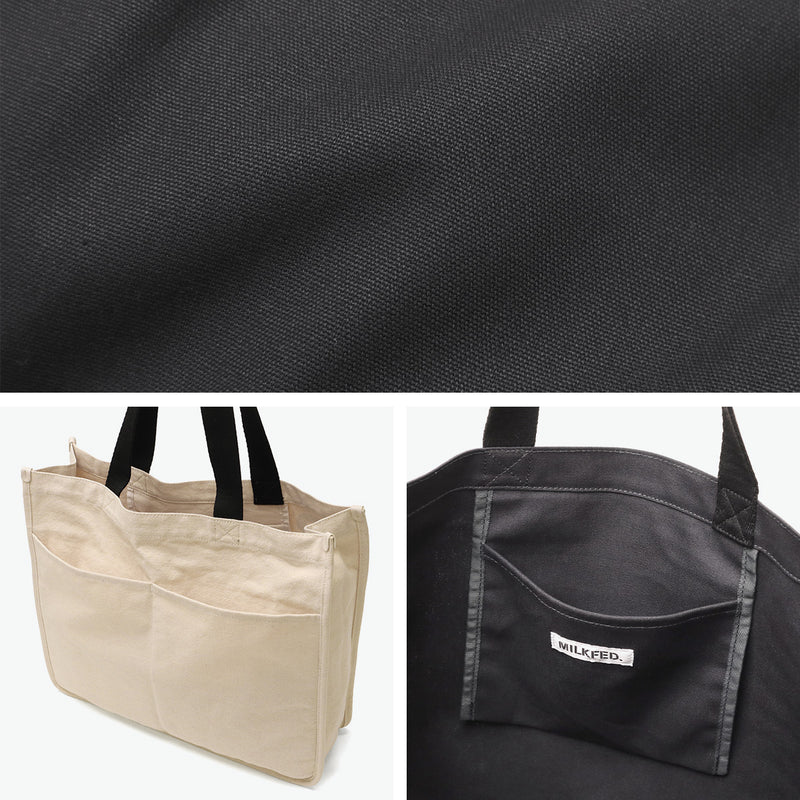 ミルクフェド トートバッグ A4 大きめ キャンバス 布 MILKFED. バッグ 軽量 B4 通学 通勤 ブランド ロゴ 横 横型 大学生 トート バッグ 肩掛け 女子高生 高校生 おしゃれ コットン CUT OUT LOGO PIPING TOTE 103252053001