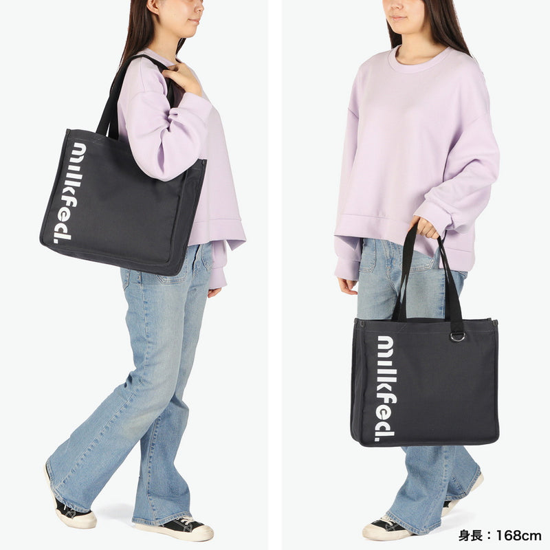 ミルクフェド トートバッグ A4 大きめ キャンバス 布 MILKFED. バッグ 軽量 B4 通学 通勤 ブランド ロゴ 横 横型 大学生 トート バッグ 肩掛け 女子高生 高校生 おしゃれ コットン CUT OUT LOGO PIPING TOTE 103252053001