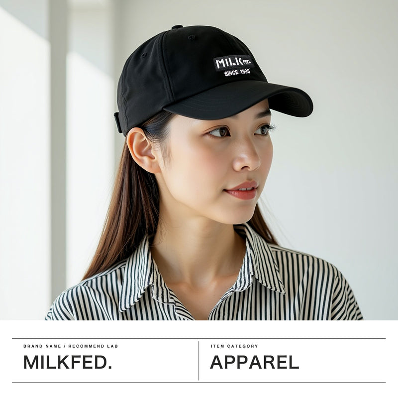 ミルクフェド キャップ レディース 深め MILKFED. 帽子 ブランド 無地 ロゴ シンプル かわいい おしゃれ BAR刺繍ロゴ 6パネルキャップ リップストップ シンプル カジュアル BAR RIPSTOP CAP 103252051001