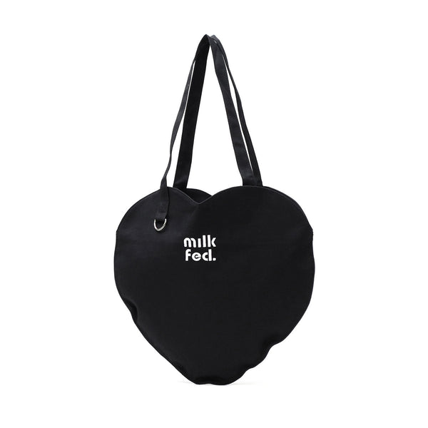 ミルクフェド トートバッグ レディース キャンバス 軽量 トート バッグ MILKFED. サブバッグ 肩掛け マチなし 無地 ロゴ ハート ハート型 かわいい 学生 大学生 高校生 B5 HEART SHAPED TOTE BAG 103243053004
