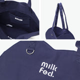 ミルクフェド トートバッグ レディース キャンバス 軽量 トート バッグ MILKFED. サブバッグ 肩掛け マチなし 無地 ロゴ ハート ハート型 かわいい 学生 大学生 高校生 B5 HEART SHAPED TOTE BAG 103243053004