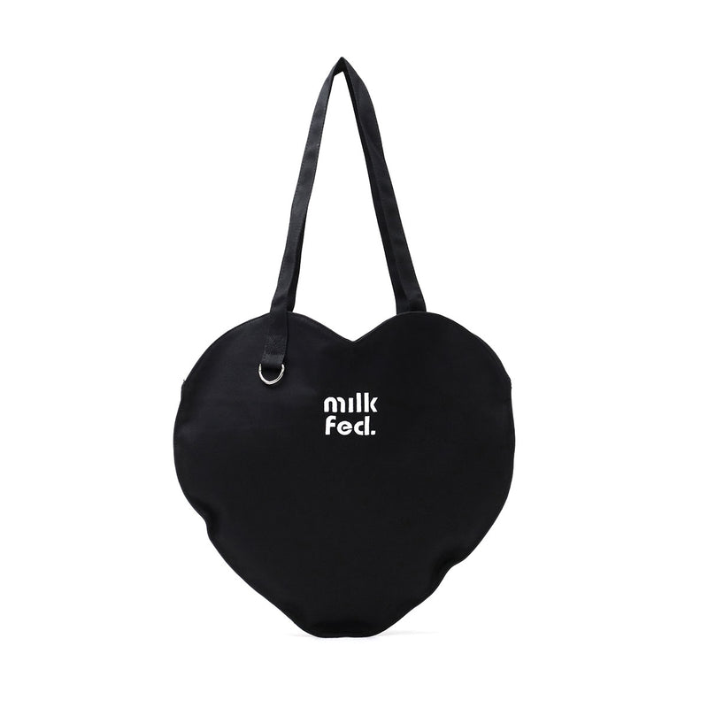 ミルクフェド トートバッグ レディース キャンバス 軽量 トート バッグ MILKFED. サブバッグ 肩掛け マチなし 無地 ロゴ ハート ハート型 かわいい 学生 大学生 高校生 B5 HEART SHAPED TOTE BAG 103243053004