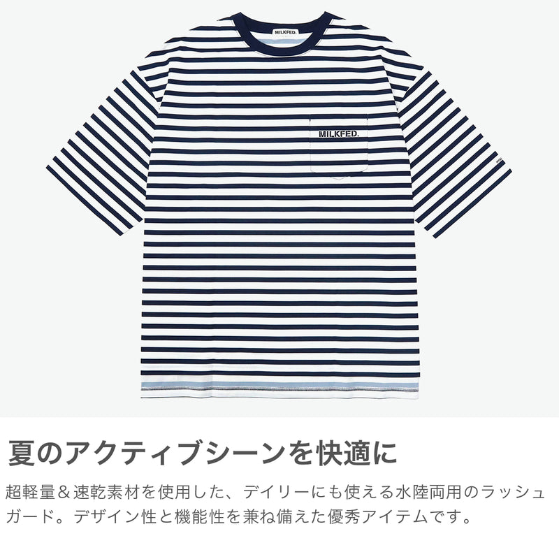 ミルクフェド Tシャツ レディース MILKFED. ビッグシルエット ラッシュガード ポケT ポケット付き 水陸両用 Ocean Pacific コラボ ロゴ バックプリント MILKFED. ×OP RASH GUARD POCKET TEE 103252011008