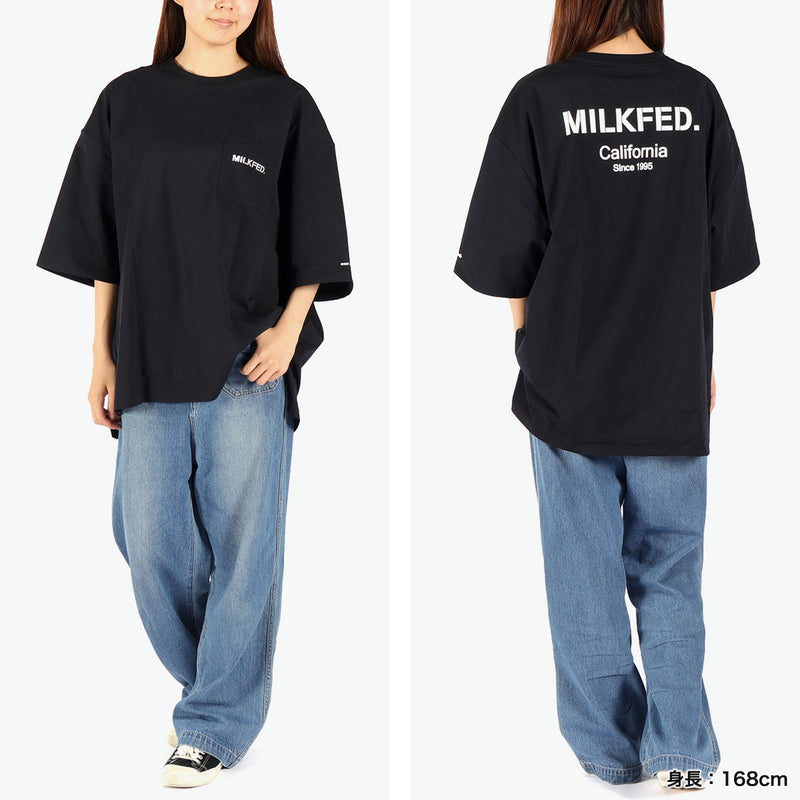 ミルクフェド Tシャツ レディース MILKFED. ビッグシルエット ラッシュガード ポケT ポケット付き 水陸両用 Ocean Pacific コラボ ロゴ バックプリント MILKFED. ×OP RASH GUARD POCKET TEE 103252011008