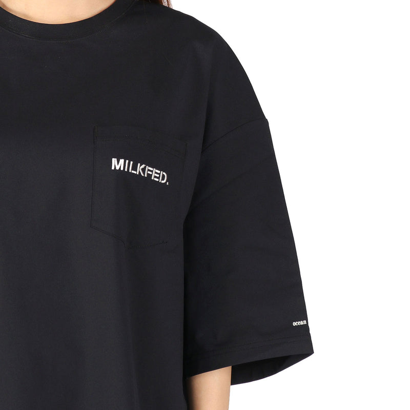 ミルクフェド Tシャツ レディース MILKFED. ビッグシルエット ラッシュガード ポケT ポケット付き 水陸両用 Ocean Pacific コラボ ロゴ バックプリント MILKFED. ×OP RASH GUARD POCKET TEE 103252011008