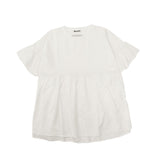 ミルクフェド チュニック 半袖 大人可愛い Tシャツ MILKFED. レディース 夏 長め フリル 水陸両用 ペプラム ゆったり ロゴ刺繍 UV加工 吸汗速乾 コラボ MILKFED. x OP RUFFLE TUNIC 103252013006