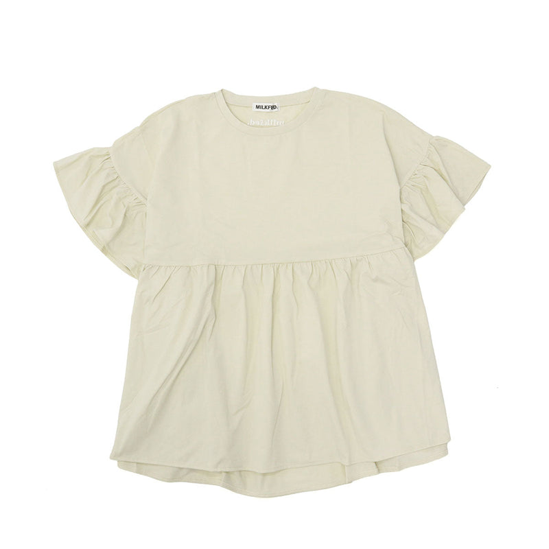 ミルクフェド チュニック 半袖 大人可愛い Tシャツ MILKFED. レディース 夏 長め フリル 水陸両用 ペプラム ゆったり ロゴ刺繍 UV加工 吸汗速乾 コラボ MILKFED. x OP RUFFLE TUNIC 103252013006