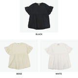 ミルクフェド チュニック 半袖 大人可愛い Tシャツ MILKFED. レディース 夏 長め フリル 水陸両用 ペプラム ゆったり ロゴ刺繍 UV加工 吸汗速乾 コラボ MILKFED. x OP RUFFLE TUNIC 103252013006