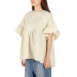 ミルクフェド チュニック 半袖 大人可愛い Tシャツ MILKFED. レディース 夏 長め フリル 水陸両用 ペプラム ゆったり ロゴ刺繍 UV加工 吸汗速乾 コラボ MILKFED. x OP RUFFLE TUNIC 103252013006
