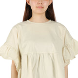 ミルクフェド チュニック 半袖 大人可愛い Tシャツ MILKFED. レディース 夏 長め フリル 水陸両用 ペプラム ゆったり ロゴ刺繍 UV加工 吸汗速乾 コラボ MILKFED. x OP RUFFLE TUNIC 103252013006