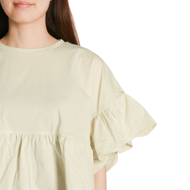 ミルクフェド チュニック 半袖 大人可愛い Tシャツ MILKFED. レディース 夏 長め フリル 水陸両用 ペプラム ゆったり ロゴ刺繍 UV加工 吸汗速乾 コラボ MILKFED. x OP RUFFLE TUNIC 103252013006