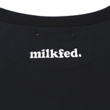 ミルクフェド チュニック 半袖 大人可愛い Tシャツ MILKFED. レディース 夏 長め フリル 水陸両用 ペプラム ゆったり ロゴ刺繍 UV加工 吸汗速乾 コラボ MILKFED. x OP RUFFLE TUNIC 103252013006