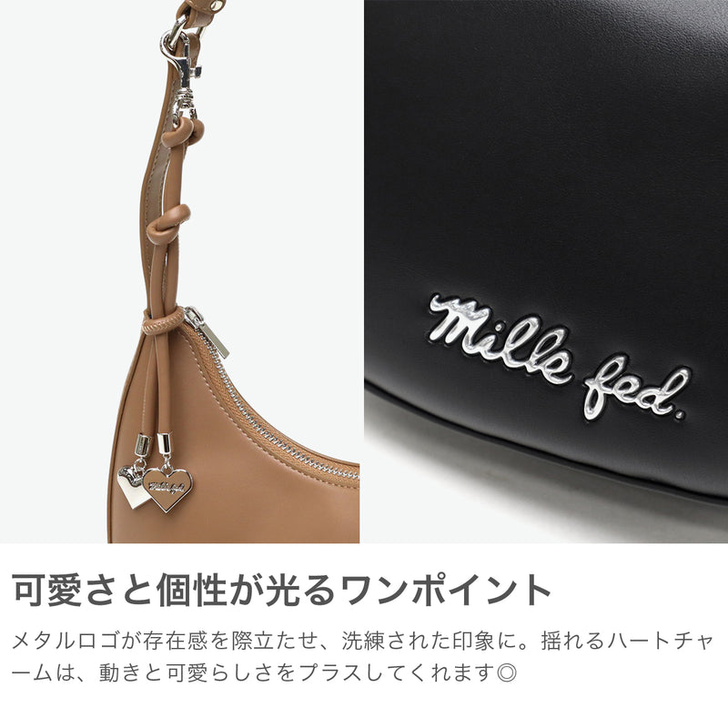 ミルクフェド ハンドバッグ レディース 小さめ MILKFED. バッグ 軽量 軽い ファスナー おしゃれ かわいい ラウンド型 肩掛け コンパクト トートバッグ ワンハンドル HEART CHARM ONE HANDLE BAG 103252053002