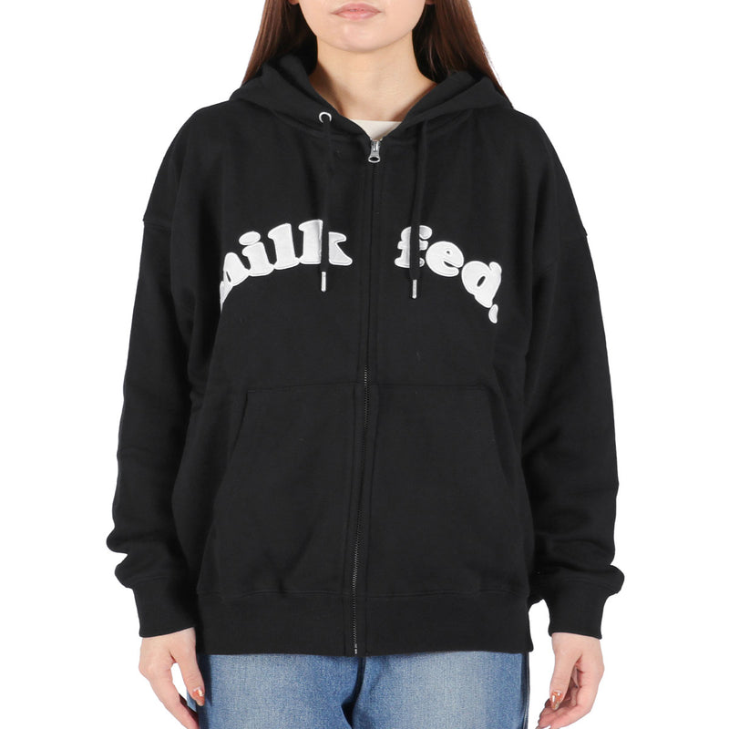 ミルクフェド パーカー レディース 大きいサイズ ジップ MILKFED. アウター 秋 冬 おしゃれ 女子 かわいい ロゴ ファスナー ジップパーカー ブランド フーディー ARCH COOPER LOGO ZIP UP HOODIE 103253012001