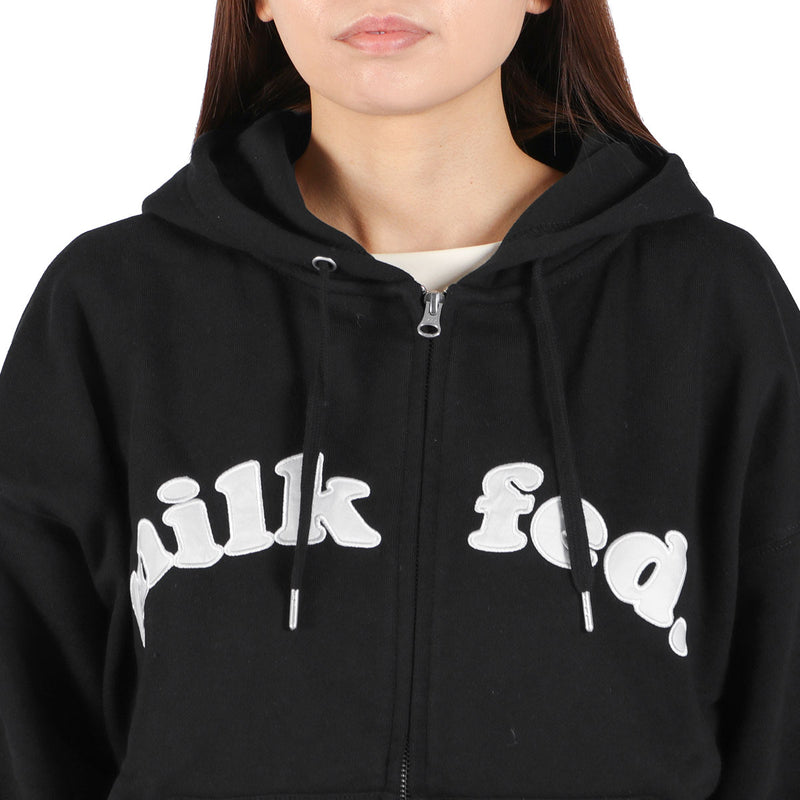 ミルクフェド パーカー レディース 大きいサイズ ジップ MILKFED. アウター 秋 冬 おしゃれ 女子 かわいい ロゴ ファスナー ジップパーカー ブランド フーディー ARCH COOPER LOGO ZIP UP HOODIE 103253012001