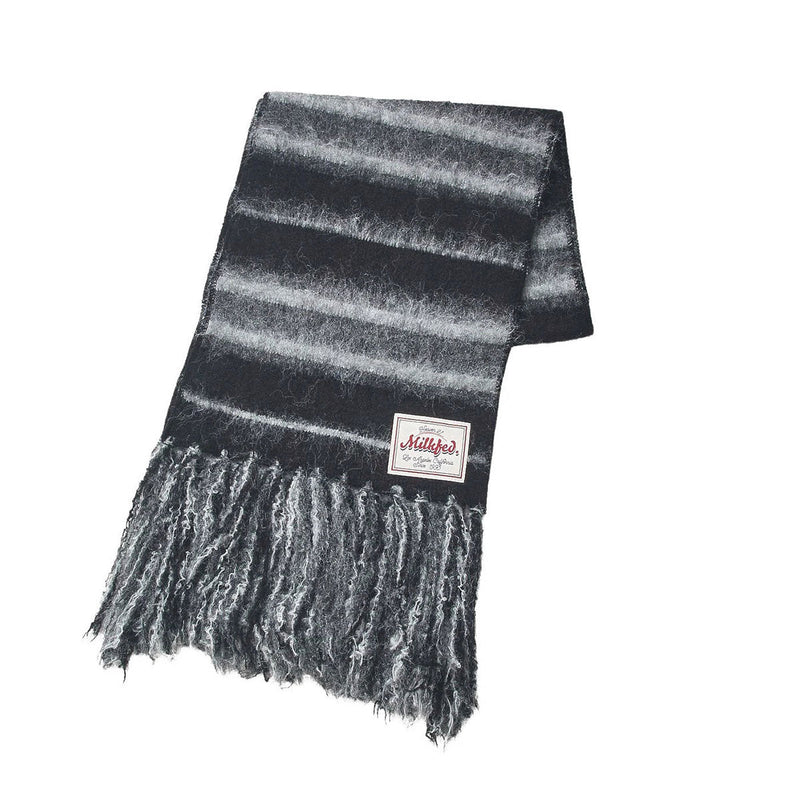ミルクフェド マフラー レディース MILKFED. ブランド 大判 大きめ ボーダー ストライプ フリンジ カジュアル かわいい おしゃれ ふわふわ 防寒 起毛 軽い 女性 STRIPED FRINGE STOLE 103254054002
