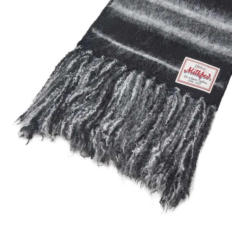 ミルクフェド マフラー レディース MILKFED. ブランド 大判 大きめ ボーダー ストライプ フリンジ カジュアル かわいい おしゃれ ふわふわ 防寒 起毛 軽い 女性 STRIPED FRINGE STOLE 103254054002
