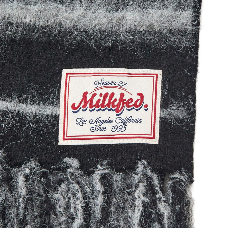ミルクフェド マフラー レディース MILKFED. ブランド 大判 大きめ ボーダー ストライプ フリンジ カジュアル かわいい おしゃれ ふわふわ 防寒 起毛 軽い 女性 STRIPED FRINGE STOLE 103254054002