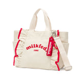ミルクフェド トートバッグ レディース 大きめ 帆布 MILKFED. ショルダーバッグ バッグ 通勤 通学 高校生 大学生 ブランド マチ付き マチ 綿 キャンバス トート 肩掛け 斜め掛け 2WAY A4 RUFFLE BAG 103222053008