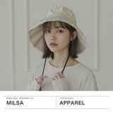 milsa帽子帽子女士milsa防紫外线棉棉简单洗衣机可洗户外遮阳帽帽檐宽时尚UV加深下巴带下巴带1级遮光花粉对策 卡萨布兰卡251-061210