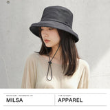 ミルサ ハット 帽子 レディース ストラップ milsa UVカット UV 紐付き 綿 コットン ブランド あご紐 遮光 1級遮光 撥水 日除け帽子 吸汗速乾 洗濯可 洗濯機で洗える 花粉対策 遮光カサブランカ 261-061215