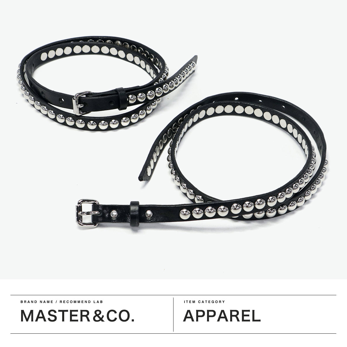 【新品未使用】マスター&コー MASTER&Co.スタッズベルト コダマ2連 マスターアンドコー レザーベルト スタッズベルト DAYTONA 20mm