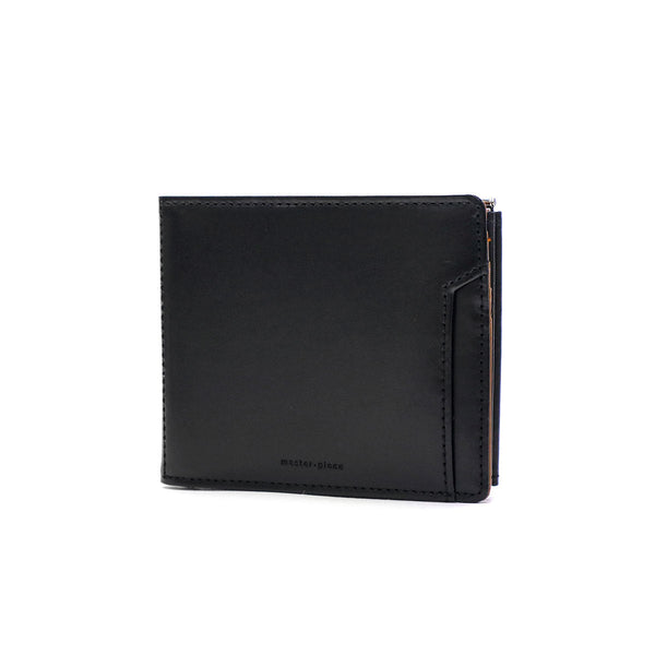 [Peniaga biasa] Karya Karya Wang Dompet Lelaki Lelaki Jenama Master-Piece Bi-Fold Wallet Leather Hitam Kad Compact Kad ringan Jepun dibuat Notch 223058