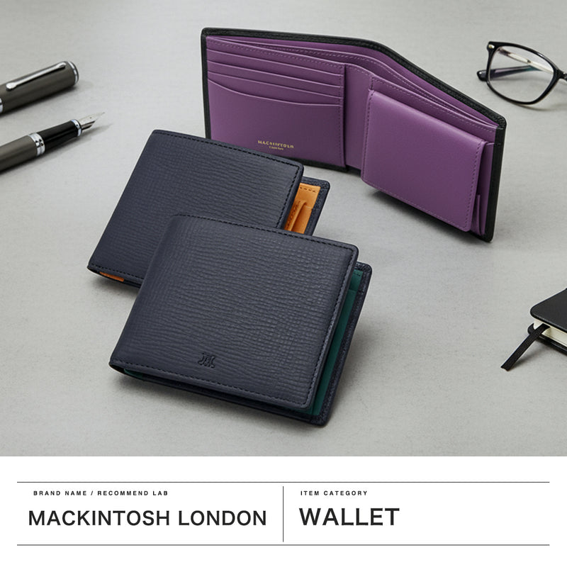マッキントッシュ ロンドン 二つ折り財布 メンズ レディース BOX型小銭入れ ブランド MACKINTOSH LONDON 小銭入れあり 財布 二つ折り コンパクト 二つ折 革 レザー 折り財布 薄型 シンプル おしゃれ ウォレット EM WMKL6060088